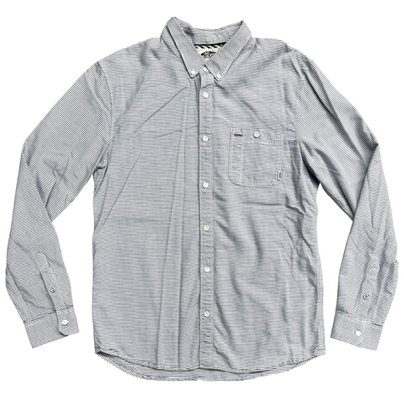 Vans | Mens Blue and White Striped Button Down Casual Shirt - Picture 1 of 4